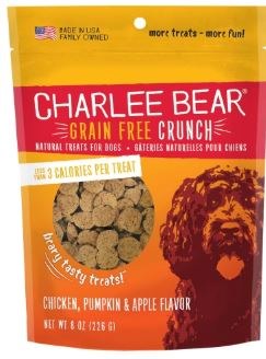 Charlee Bear Grain Free Crunch Dog Treats, Chicken, Pumpkin, and Apple, 8oz