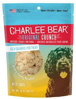 Charlee Bear Original Crunch Dog Treats, Chicken Liver, Dog Treats, 16oz