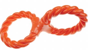 Infinity TPR/Rope Double Ring Twist Tug Toy, Orange, 12 inch