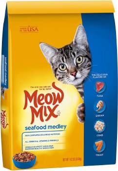 Meow Mix Seafood Medley with Shrimp, Tuna, Crab, and Trout Flavors, Dry Cat Food, 14.2lb