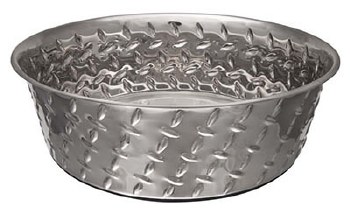 Loving Pets Ruff-n-Tuff Diamond Plate Bowl Stainless Steel No-Skid 2Qt