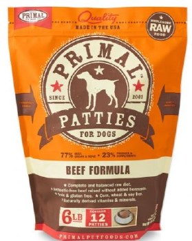 Primal Frozen Raw Beef Formula Dog Patties, 6lb