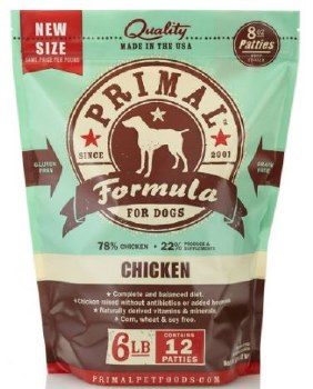 Primal Frozen Raw Chicken Formula Dog Patties, 6lb