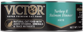 Victor Shredded Turkey and Salmon Dinner Grain Free Canned Wet Cat Food 5.5oz