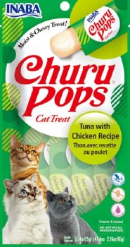Inaba Churu Pops Cat Treats, Tuna and Chicken, .54oz, 4 count