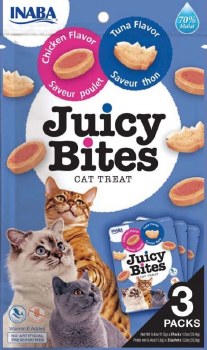 Inaba Juicy Bites Cat Treats, Chicken and Tuna, .4oz, 3 count