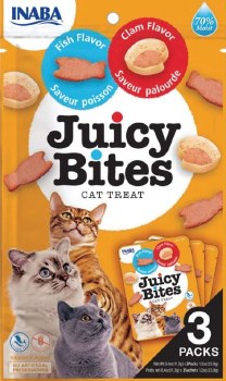Inaba Juicy Bites Cat Treats, Fish and Clam, .4oz, 3 count