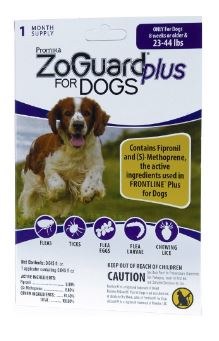 ZoGuard Plus Spot-On Singles for Dogs, Dog Flea, 23-44lb 1 month pack