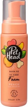 PetHead Quick Fix No Rinse 2 in 1 Cleaning Foam for Dogs, Peach Scented, 6.7oz