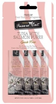 Fussie Cat Tuna Salmon Puree, Cat Treats, case of 4, .05oz