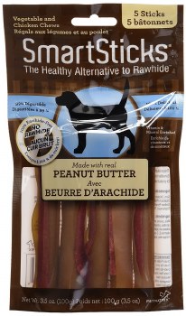 SmartSticks Rawhide Free Peanut Butter 5 Pack Dog Chews