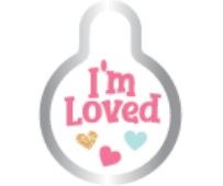 Dog Tag Circle with Raised Print I'm Loved, Small