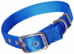 Hamilton Double Thick Nylon  Deluxe Dog Collar, 1 inch x 18 inch, Blue