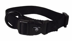 Hamilton Adjustable Nylon Dog Collar, 5/8 inch thick, 12-18 inch long, Black
