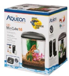 Aqueon LED Mini Cube Desktop Aquarium Kit, Black, 1.6 Gallon