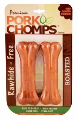Premium Pork Chomps Roasted Pressed Bone Dog Treats 2 pack 4-5 inch