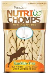 Nutri Chomps Premium Nutri Chomps Milk Flavor Braided Dog Treats, Digestible Dog Chews, 6 inch 4 count
