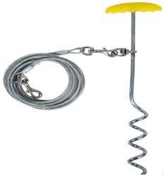 Aspen Pet Stake Tieout, Large Dog, Yellow, 18 foot