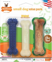Nylabone Small Dog Value Pack Chew Toys, Assorted, Petite, Dog Dental Health, 3 count