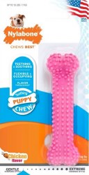 Nylabone Puppy Chew Dental Bone Nylon Dog Chew Toy, Pink, Chicken Flavor, Dog Dental Health, Petite