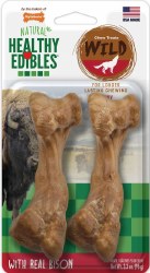 Nylabone Healthy Edibles Chew Treats for Dogs, Bison Flavor, Wolf, Dog Dental Health, 2 Count