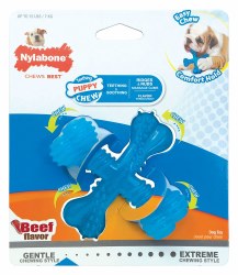 Nylabone Puppy Chew X Bone Nylon Dog Chew Toy, Beef Flavor, Dog Dental Health, Regular