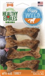 Nylabone Healthy Edibles Chew Treats for Puppies, Turkey Flavor, Regular, Dog Dental Health, 4 Count