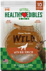 Nylabone Healthy Edibles Chew Treats for Dogs, Venison Flavor, Wolf, Dog Dental Health, 10 Count