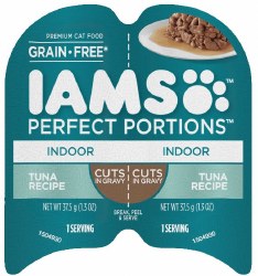 IAMS Perfect Portions Indoor Cat Formula Grain Free Tuna Cuts in Gravy, Wet Cat Food, 2.6oz