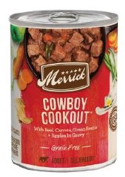 Merrick Grain Free Cowboy Cookout Recipe with Beef Canned Wet Dog Food, case of 12, 12.7oz