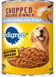 Pedigree Chopped Ground Dinner Combo with Chicken, Beef and Liver Canned, Wet Dog Food, 22oz