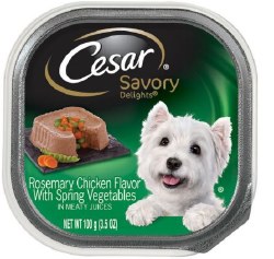 Cesar Savory Delights Loaf in Sauce Rosemary Chicken with Spring Vegetables Recipe Wet Dog Food Tray 3.5oz