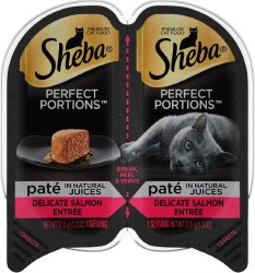 Sheba Perfect Portions Pate In Natural Juices Delicate Salmon Entree Grain Free, Wet Cat Food, 2.6oz