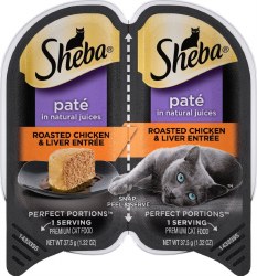 Sheba Perfect Portions Pate In Natural Juices Savory Roasted Chicken and Liver Entree Grain Free Wet Cat Food 2.6oz