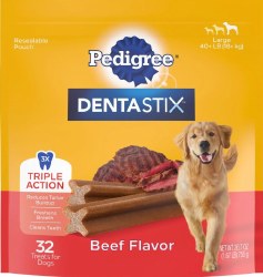 Pedigree Dentastix Beef Flavor, Large Dog Treats, 32 Count