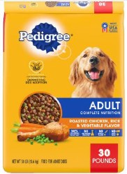 Pedigree Adult Complete Nutrition Roasted Chicken Flavor, Dry Dog Food, 30 lb, Bonus Bag