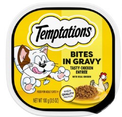 Temptations Bites in Gravy, Seafood Meadly, Wet Cat Food, 3.5oz Tray