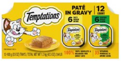 Temptations Pate in Gravy, Chicken and seafood Medley, Wet Cat Food, 12 Count, Variety Pack, 3.5oz Tray