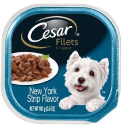 Cesar Classics Filets New York Strip Recipe Wet Dog Food Tray 3.5oz