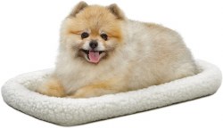 Midwest Quiet Time Sheepskin Pet Bed, White, 22 inch x 13 inch