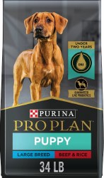 Purina Pro Plan Beef & Rice Probiotic Large Breed Puppy, Dry Dog Food, 34lb