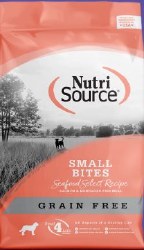 NutriSource Seafood Select Small Bites with Salmon, and Menhaden Fish Grain Free, Dry Dog Food, 4lb