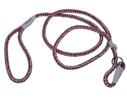 Reflective Braided Rope Slip Leash 6 inch Rosebud