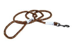 Reflective Braided Rope Snap Leash 6 inch Campfire Orange