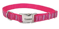 Ribbon Adjustable Collar 8-12 inch Pink Flamingo Striped