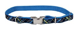 5/8 inch x 12 inch Ribbon Collar Navy Blue Plaid