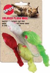 Spot Plush Mice with Catnip, Assorted, Cat Toy, 4 Count