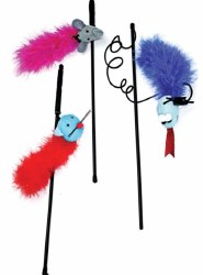 Spot Feather Boa Teaser Wand with Catnip, Assorted, Cat Toy, 12 inch