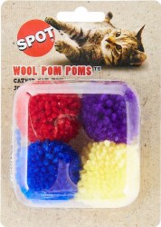 Spot Wool pom Poms with Catnip, Assorted, 1.5 inch, 4 pack