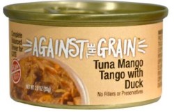 Against the Grain Farmers Market Tuna Mango Tango Recipe with Duck in Gravy Grain Free Canned Wet Cat Food 2.8oz